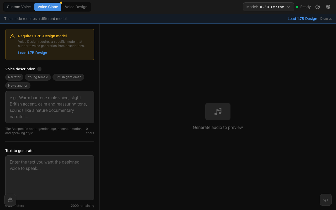 PrivateVoice voice design mode